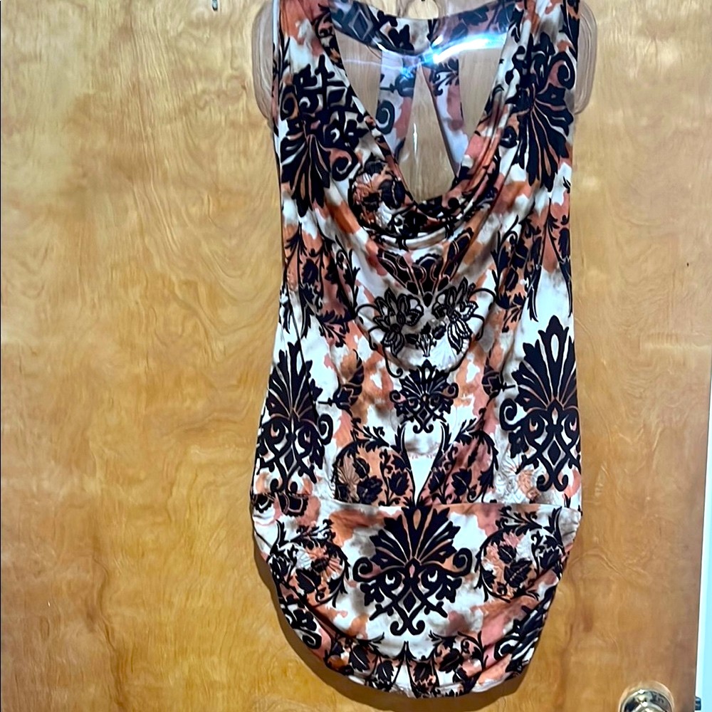 Charlotte Russe Black,Brown and White Cut Out Mini Dress (M)